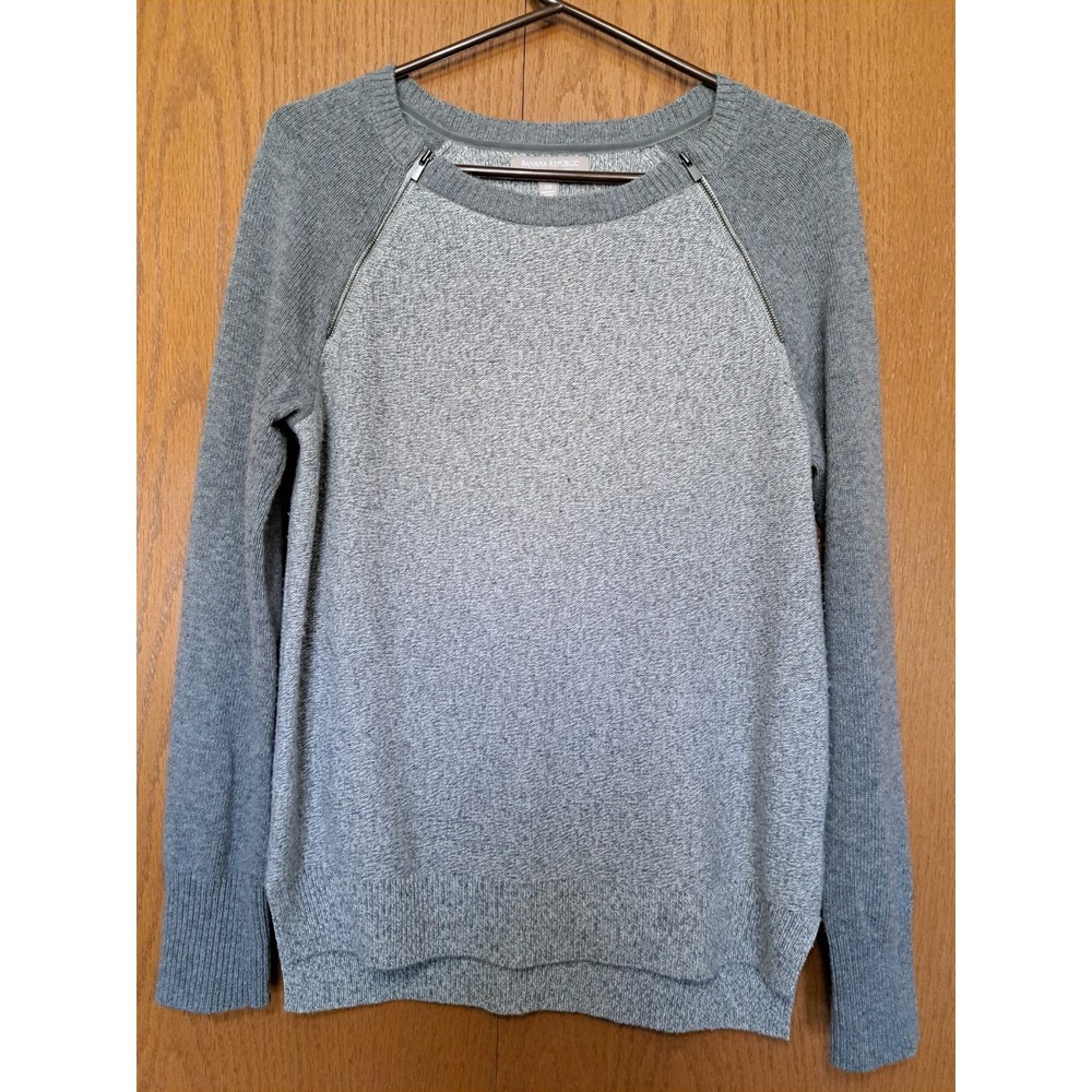 Banana Republic Women's Grey Knit Merino Wool Blend Long Sleeves Sweater Size XS
